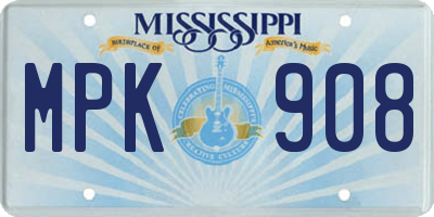 MS license plate MPK908