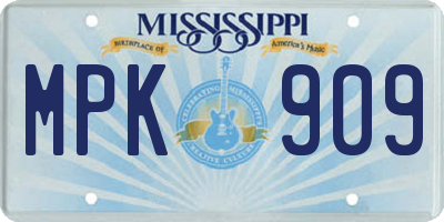 MS license plate MPK909
