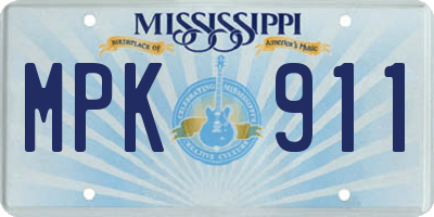 MS license plate MPK911