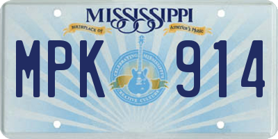 MS license plate MPK914