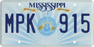MS license plate MPK915