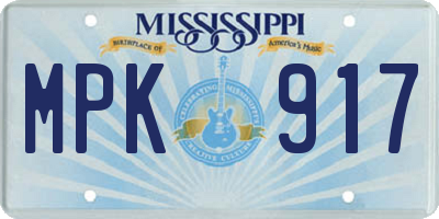 MS license plate MPK917