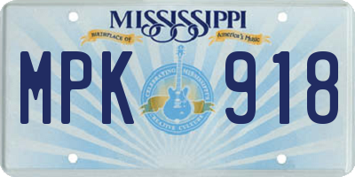 MS license plate MPK918