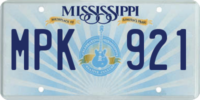 MS license plate MPK921