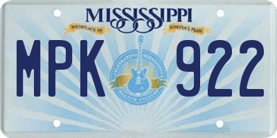 MS license plate MPK922