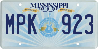 MS license plate MPK923