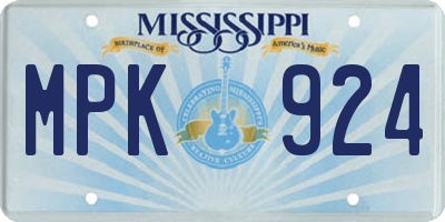 MS license plate MPK924