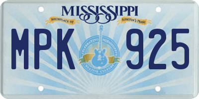 MS license plate MPK925