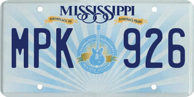MS license plate MPK926