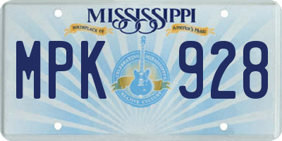 MS license plate MPK928