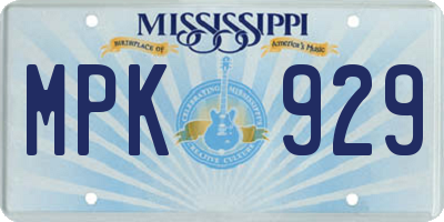 MS license plate MPK929