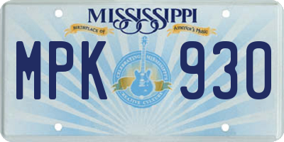 MS license plate MPK930