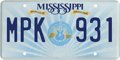 MS license plate MPK931