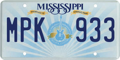 MS license plate MPK933