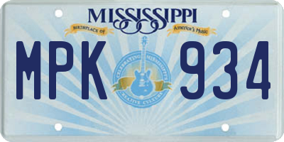MS license plate MPK934