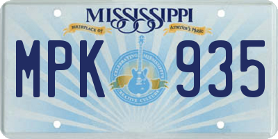 MS license plate MPK935