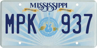 MS license plate MPK937