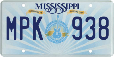 MS license plate MPK938