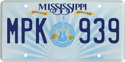 MS license plate MPK939