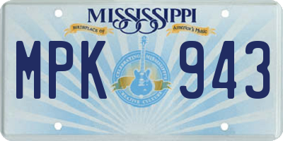 MS license plate MPK943