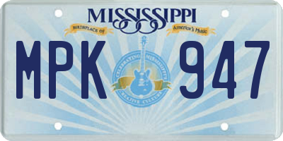 MS license plate MPK947