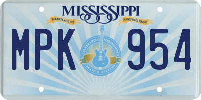 MS license plate MPK954