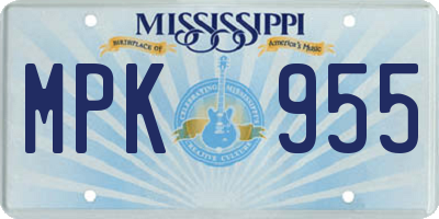 MS license plate MPK955