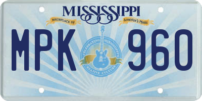 MS license plate MPK960