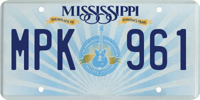 MS license plate MPK961