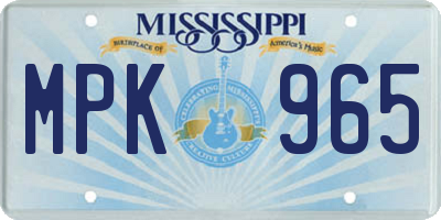 MS license plate MPK965