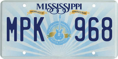 MS license plate MPK968
