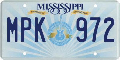 MS license plate MPK972
