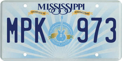 MS license plate MPK973