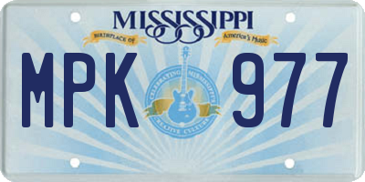 MS license plate MPK977
