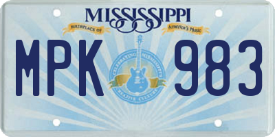 MS license plate MPK983