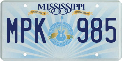 MS license plate MPK985