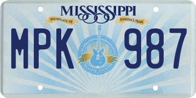 MS license plate MPK987