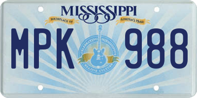 MS license plate MPK988