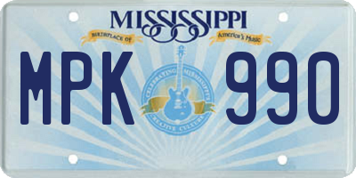 MS license plate MPK990