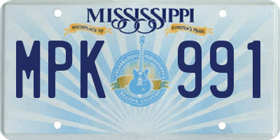 MS license plate MPK991