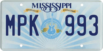 MS license plate MPK993