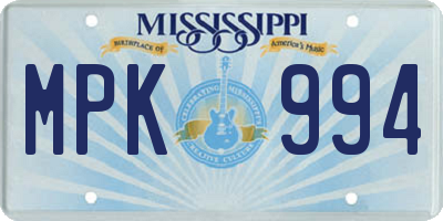 MS license plate MPK994