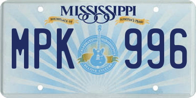 MS license plate MPK996
