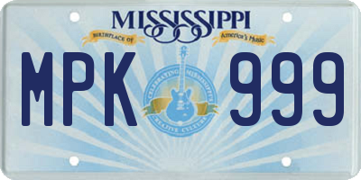 MS license plate MPK999