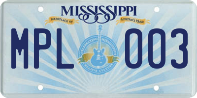 MS license plate MPL003