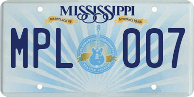 MS license plate MPL007