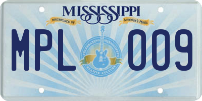 MS license plate MPL009