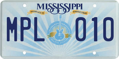 MS license plate MPL010