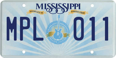 MS license plate MPL011