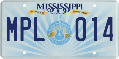 MS license plate MPL014